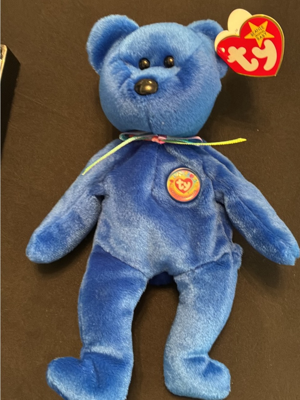 Ty Blue Plush Bear with Heart tag